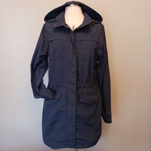 New Eddie Bauer Blue Jacket Navy Coat Adventurer Hiking Parka Medium